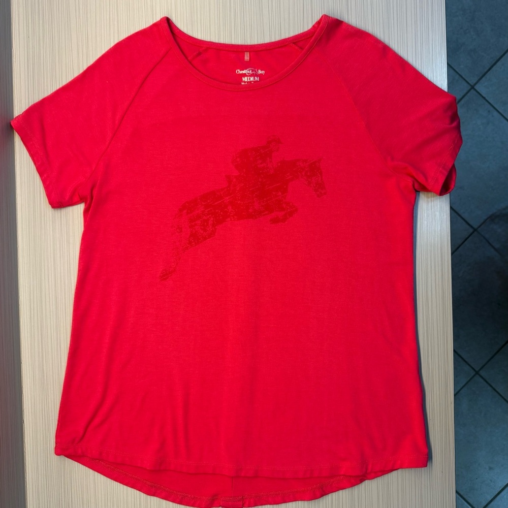 Women's Equestrian Red Short Sleeve Tee